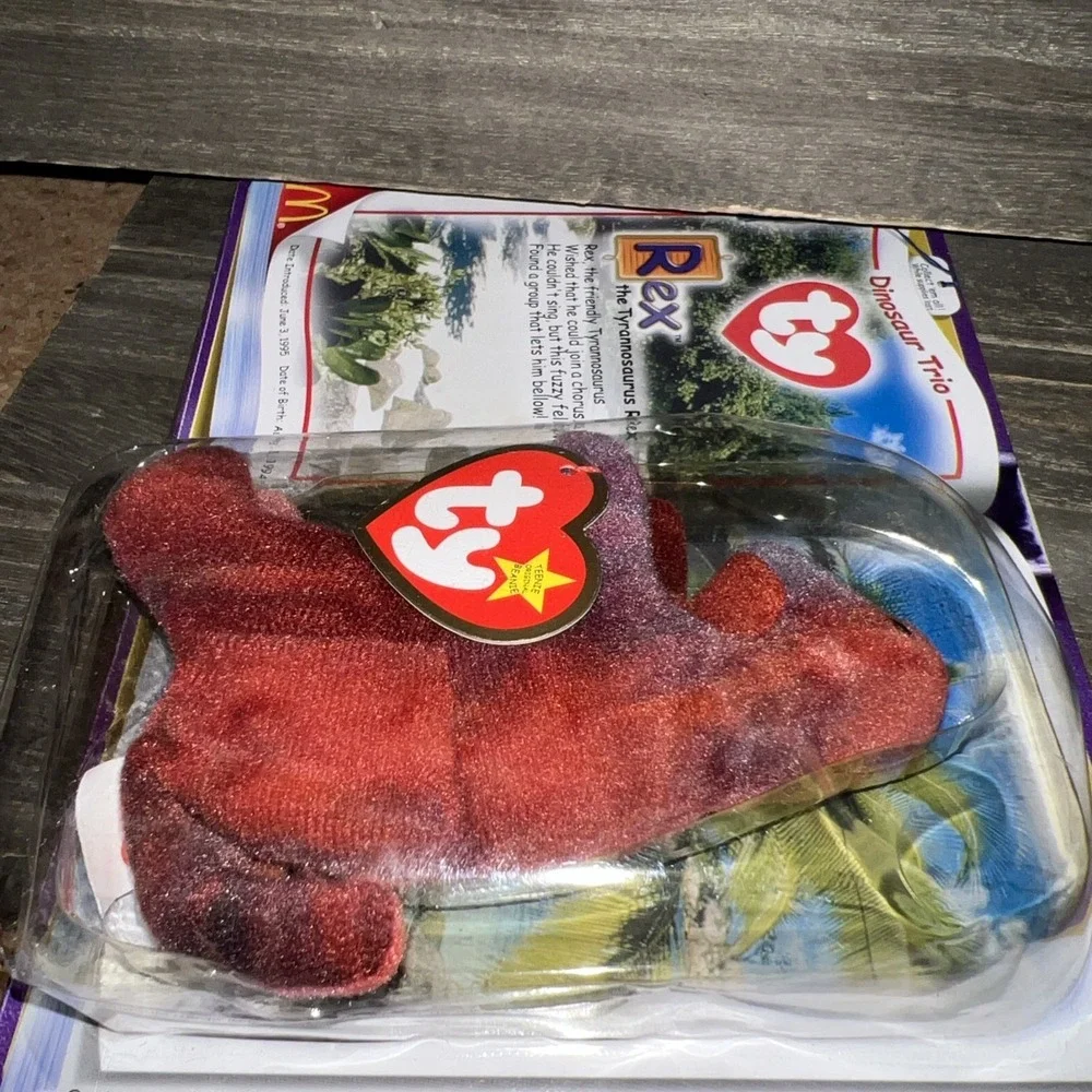 Vintage‎ 2000 McDonald's Rex Beanie Baby New In Package with Tag